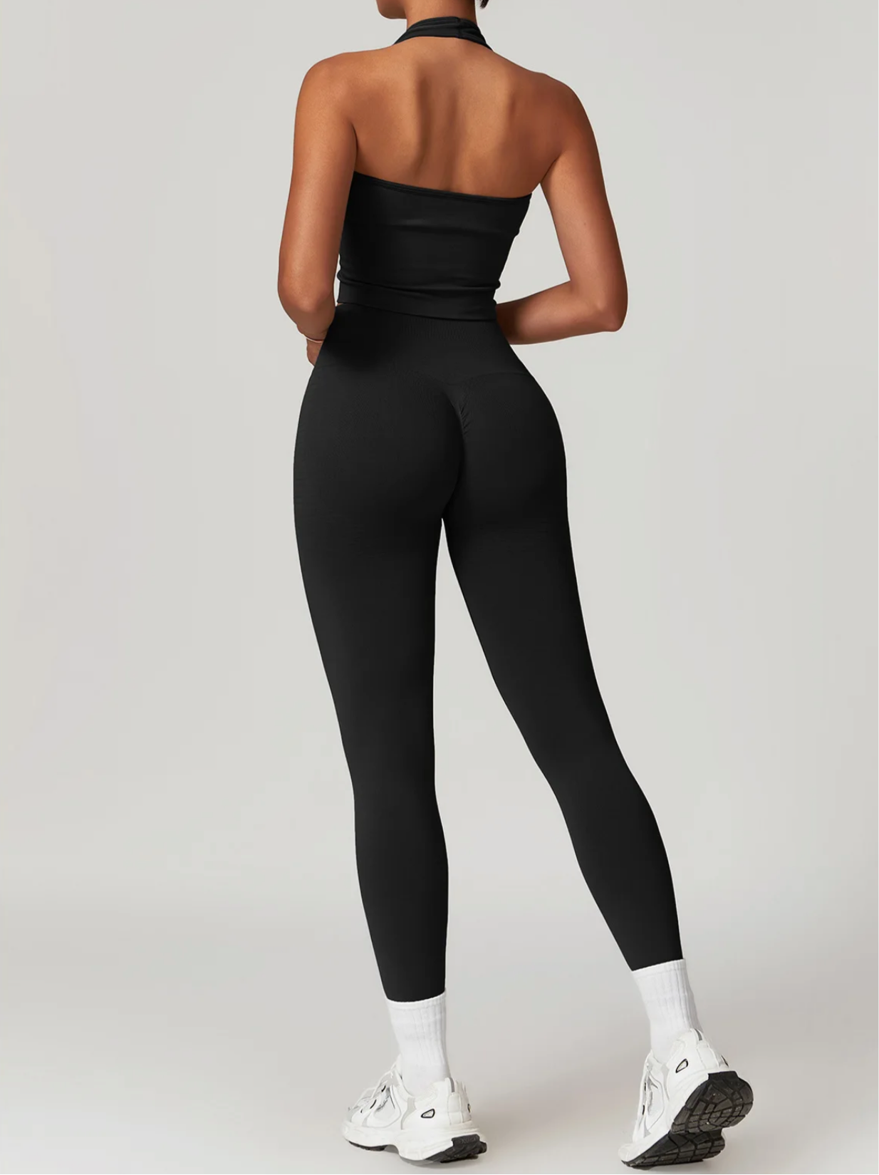 Black seamless leggings Halter top