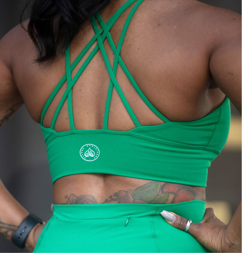 Cross Back Bra Green